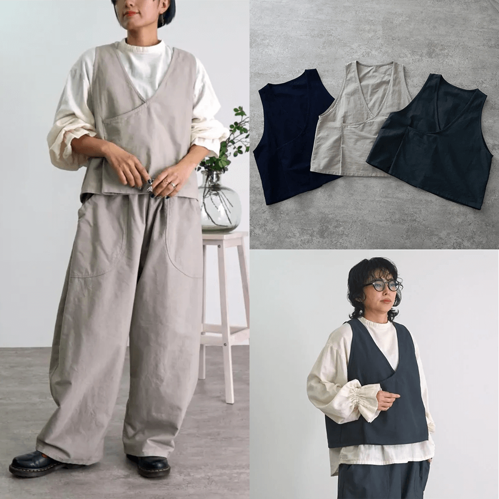 Vネックタックベスト